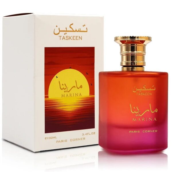 Paris Corner Taskeen Marina 100ml frasco con caja perfume árabe unisex floral frutal tropical naranja y melocotón