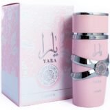 Lattafa Yara Rosa 100ml frasco con caja perfume árabe mujer oriental vainilla orquídea mandarina vainilla almizcle