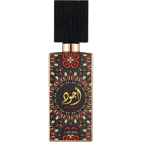 Perfume Árabe Lattafa Ajwad EDP 60ml - Frasco Perfume árabe Lattafa Ajwad Eau de Parfum 60ml, frasco con notas de lichi, bergamota, rosa, jazmín y vainilla