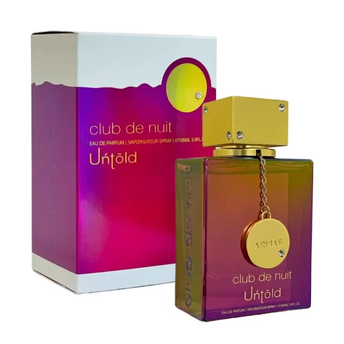 Armaf Club de Nuit Untold 105ml frasco con caja perfume árabe unisex amaderado dulce ámbar azafrán jazmín cedro