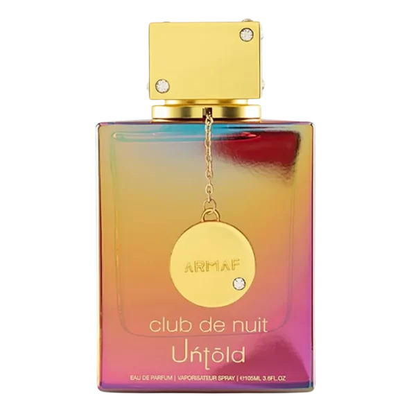 Perfume Armaf Club de Nuit Untold 105ml frasco árabe unisex amaderado dulce azafrán jazmín ámbar cedro