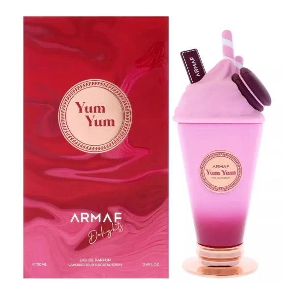 Armaf Yum Yum 100ml frasco con caja perfume árabe mujer floral frutal cereza bayas rosa vainilla almizcle ámbar empolvado