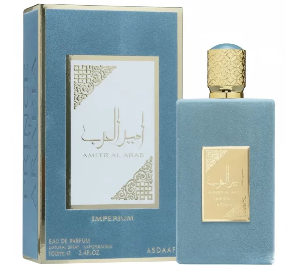 Asdaaf Ameer Al Arab Imperium 100ml frasco con caja perfume árabe hombre amaderado aromático manzana y ámbar