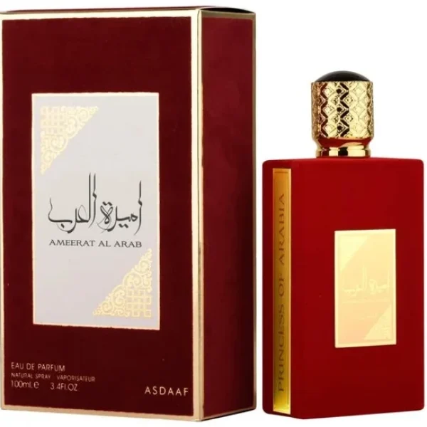 Asdaaf Ameerat Al Arab 100ml frasco con caja perfume árabe mujer floral cítricos almizcle blanco jazmín