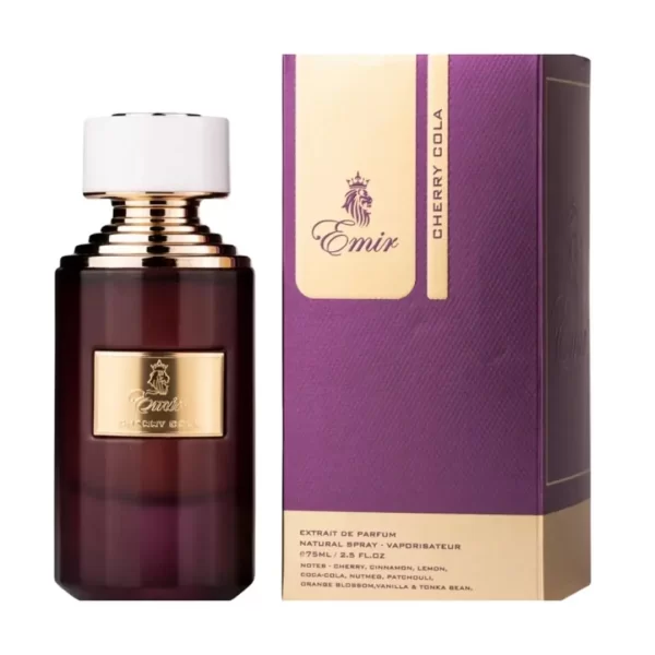Emir Cherry Cola 75ml frasco con caja perfume árabe unisex gourmand especiado cereza cola dulce