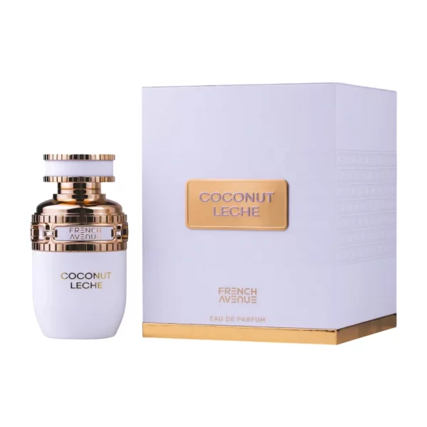 French Avenue Coconut Leche 80ml frasco con caja perfume árabe mujer oriental floral gourmand coco tuberosa vainilla