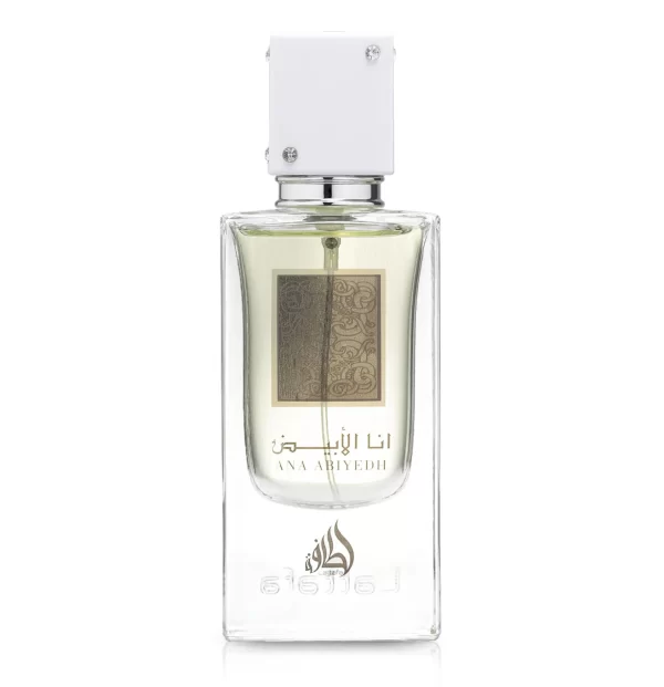 Perfume Lattafa Ana Abiyedh 60ml frasco árabe unisex frutal amaderado dulce bergamota naranja pera vainilla ámbar