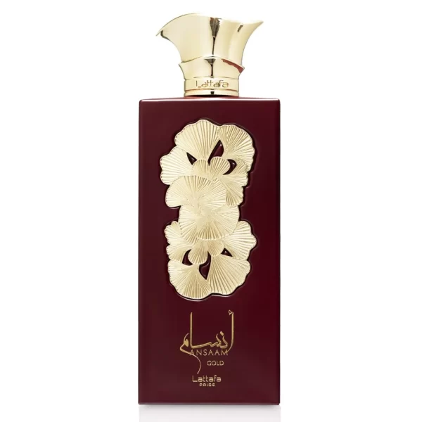 Perfume Lattafa Ansaam Gold 100ml frasco árabe femenino oriental floral mandarina pera rosa frambuesa vainilla