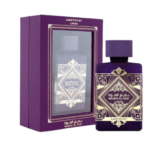 Lattafa Bade'e Al Oud Amethyst 100ml frasco con caja perfume árabe unisex oriental amaderado rosa oud