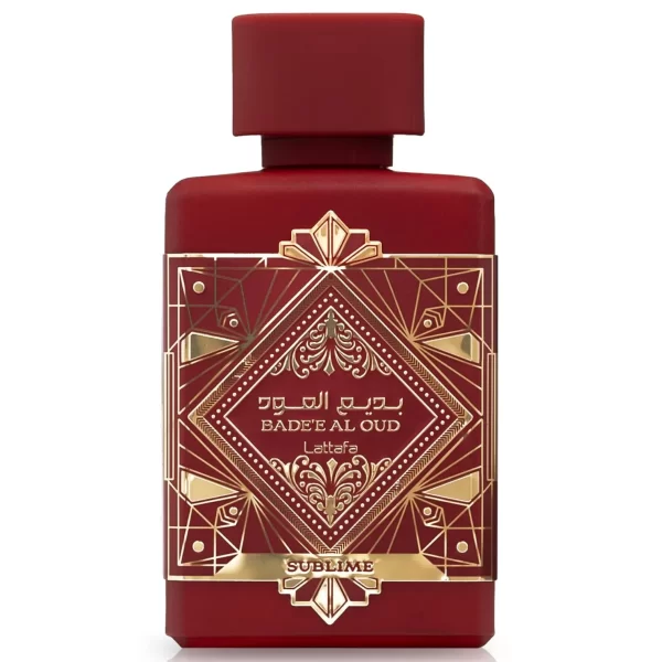 Perfume Lattafa Bade'e Al Oud Sublime 100ml frasco árabe unisex amaderado afrutado manzana lichi ciruela