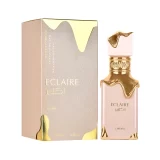 Lattafa Eclaire 100ml frasco con caja perfume árabe femenino gourmand lácteo dulce caramelo leche vainilla praliné