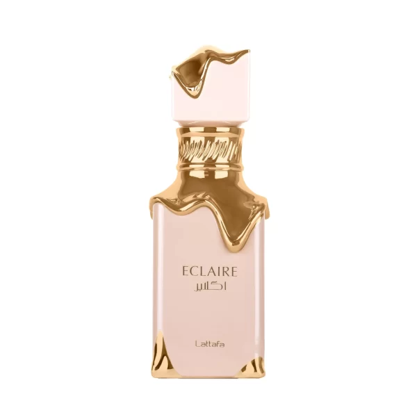 Perfume Lattafa Eclaire 100ml frasco árabe femenino gourmand lácteo caramelo leche vainilla praliné miel