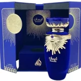 Lattafa Emaan 100ml frasco con caja perfume árabe unisex chypre floral tuberosa jazmín caléndula vainilla almizcle