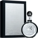 Lattafa Fakhar Black 100ml frasco con caja perfume árabe hombre aromático amaderado fresco manzana lavanda tonka cedro