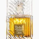 Perfume Lattafa Khamrah Qahwa 100ml frasco árabe unisex oriental gourmand café canela praliné vainilla