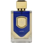 Perfume Lattafa Liam Blue Shine 100ml frasco árabe unisex aromático acuático bergamota romero notas marinas ámbar