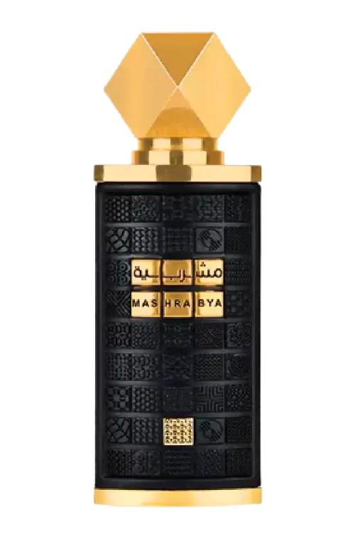Perfume Lattafa Mashrabya 100ml frasco árabe unisex oriental gourmand manzana shisha tabaco dátiles caramelo