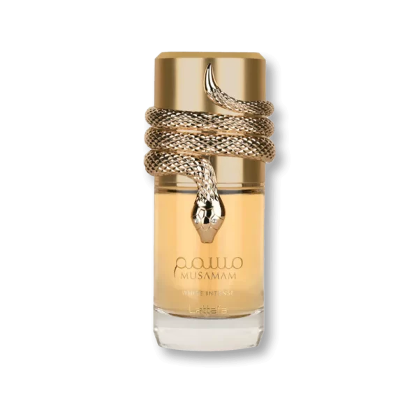 Perfume Lattafa Musamam White Intense 100ml frasco árabe unisex oriental floral coco ylang-ylang sándalo cremoso