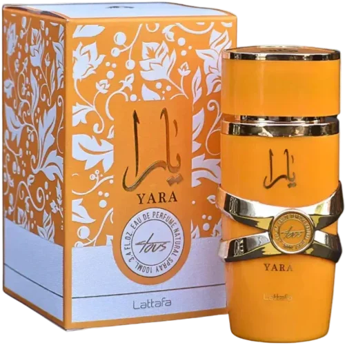 Lattafa Yara Tous 100ml frasco con caja perfume árabe mujer floral afrutado dulce tropical