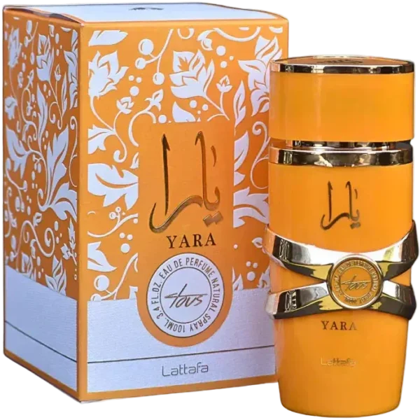 Lattafa Yara Tous 100ml frasco con caja perfume árabe mujer floral afrutado dulce tropical