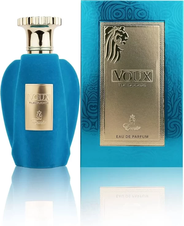 Paris Corner Emir Voux Turquoise 100ml frasco con caja perfume árabe unisex ambarado afrutado naranja y vainilla