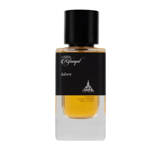 Perfume Paris Corner Rifaaqat Adorn 85ml frasco árabe unisex amaderado especiado seco cedro pimienta rosa