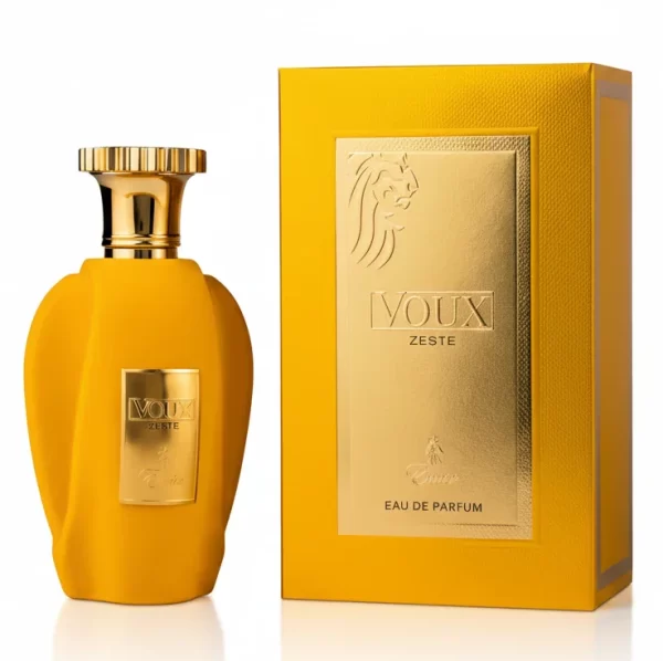 Paris Corner Voux Zeste 100ml frasco con caja perfume árabe femenino cítrico gourmand dulce naranja sanguina vainilla