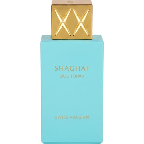 Perfume Swiss Arabian Shaghaf Oud Tonka 75ml frasco árabe unisex gourmand almendra canela azahar tonka vainilla
