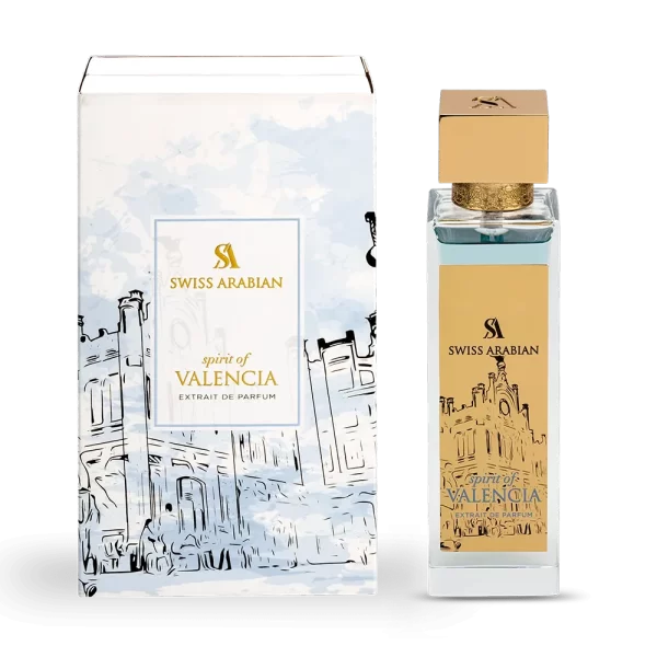 Swiss Arabian Spirit of Valencia 100ml frasco con caja perfume árabe unisex floral frutal limón rosa jazmín ámbar
