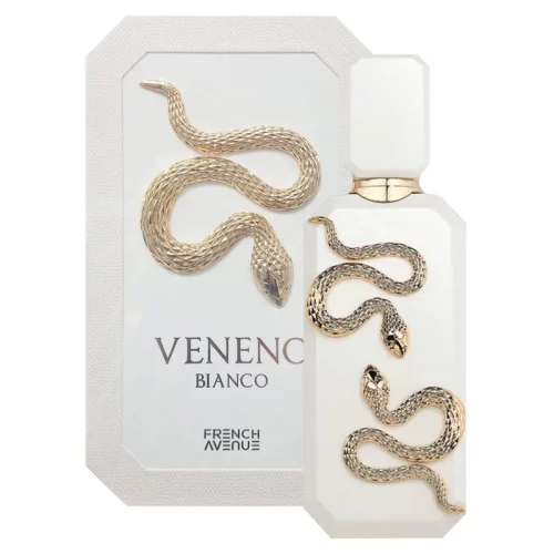 French Avenue Veneno Bianco 100ml - Frasco y caja French Avenue Veneno Bianco 100ml frasco con caja perfume árabe unisex floral cremoso neroli coco y vainilla