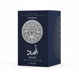 Lattafa Asad Zanzibar 100ml frasco con caja perfume árabe hombre fresco amaderado limpio marino lavanda jabón maderas