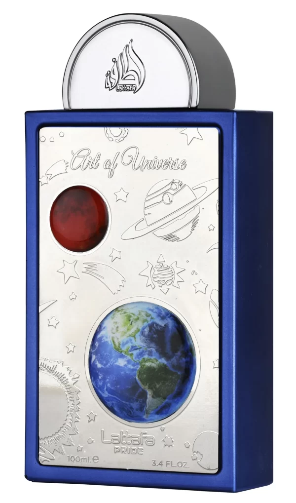 Perfume Lattafa Pride Art of Universe 100ml frasco árabe unisex cítrico aromático mandarina pera y cedro