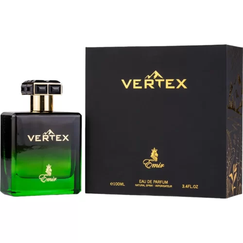 Emir Vertex 100ml - Frasco y caja Emir Vertex 100ml frasco con caja perfume árabe unisex cítrico amaderado naranja piña musgo de roble cuero maderas