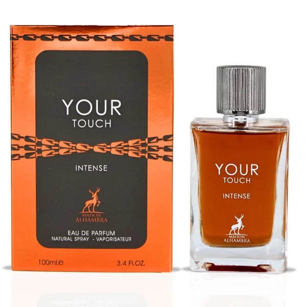 Maison Alhambra Your Touch Intense 100ml frasco con caja perfume árabe unisex oriental vainilla toffee canela tonka