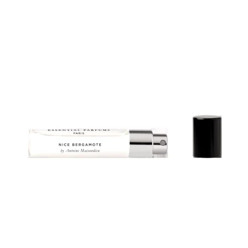 Essential Parfums Nice Bergamote 10ml - Frasco abierto Essential Parfums Nice Bergamote 10ml frasco de viaje destapado con tapón al lado perfume nicho unisex