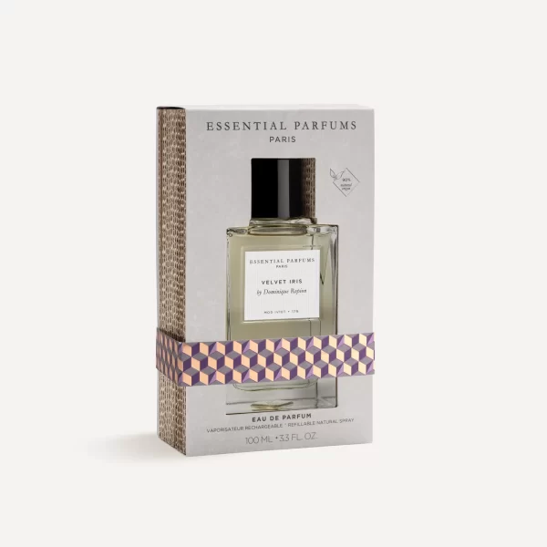 Essential Parfums Velvet Iris 100ml frasco con caja perfume nicho unisex iris empolvado ante