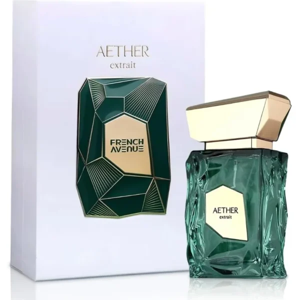French Avenue Aether Extrait 100ml frasco con caja perfume árabe unisex fresco bergamota mandarina violeta almizcle