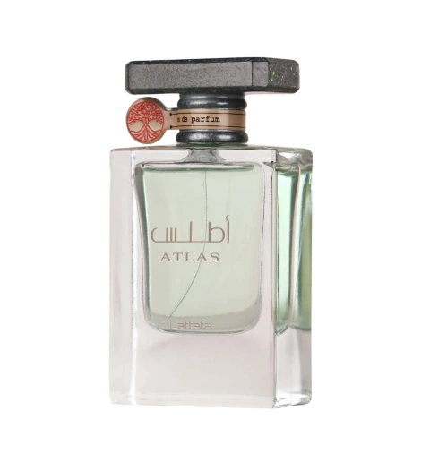 Lattafa Atlas 55ml - Frasco Perfume Lattafa Atlas 55ml frasco árabe unisex acuático fresco marino sal limón iris ámbar gris sándalo