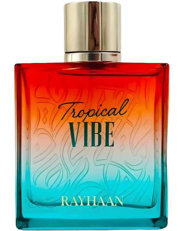 Perfume Rayhaan Tropical Vibe 100ml frasco árabe unisex frutal tropical dulce mango piña coco sándalo ámbar