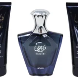 Set Afnan Turathi Blue perfume árabe hombre EDP 90ml gel de ducha y bálsamo aftershave en estuche de regalo