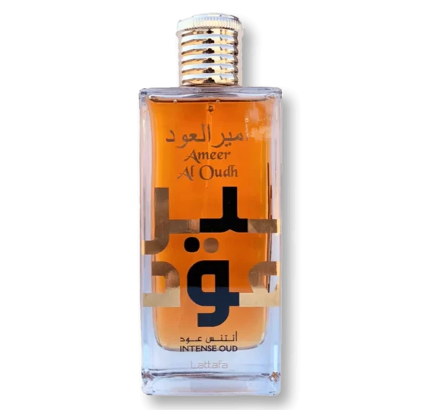 Perfume Lattafa Ameer Al Oudh Intense Oud 100ml frasco árabe unisex ámbar amaderado oud vainilla sándalo notas herbales