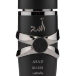 Perfume Lattafa Asad Elixir 100ml frasco árabe hombre amaderado especiado pimienta rosa azafrán tabaco vainilla