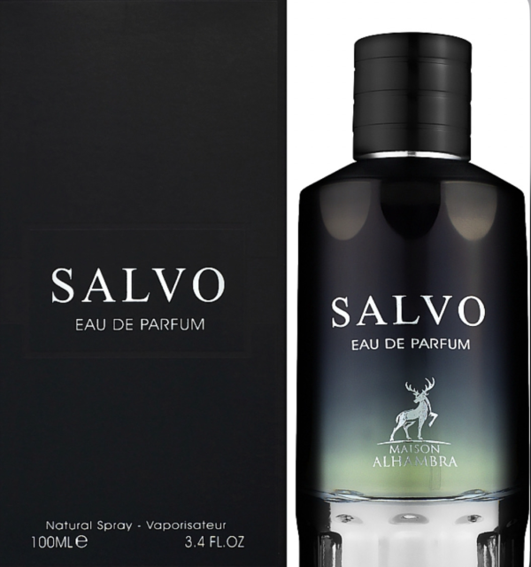 Maison Alhambra Salvo 100ml frasco con caja perfume árabe hombre fougère fresco bergamota pimienta y ambroxan