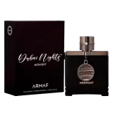 Frasco y estuche original del perfume Armaf Dubai Nights Midnight EDP 100 ml en presentación premium