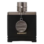 Frasco oscuro del perfume Armaf Dubai Nights Midnight Eau de Parfum 100 ml con detalles dorados