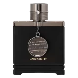 Frasco oscuro del perfume Armaf Dubai Nights Midnight Eau de Parfum 100 ml con detalles dorados