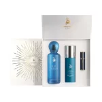 Set Blue Laverne 7AM 200ml: perfume EDP, spray 100ml y atomizador recargable, árabe masculino fresco con limón y lavanda