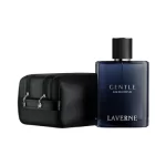 Set Laverne Gentle 100ml con bolso, perfume árabe masculino de cuero amaderado con oud, ciprés y almizcle