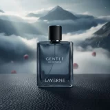 Frasco Laverne Gentle 100ml, perfume árabe masculino de cuero amaderado con oud, frambuesa y cuero. Frasco en paisaje.
