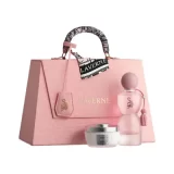 Set Laverne Sense 75ml: frasco, bolso rosado y polvos perfumados, perfume árabe mujer floral frutal con jazmín y almizcle